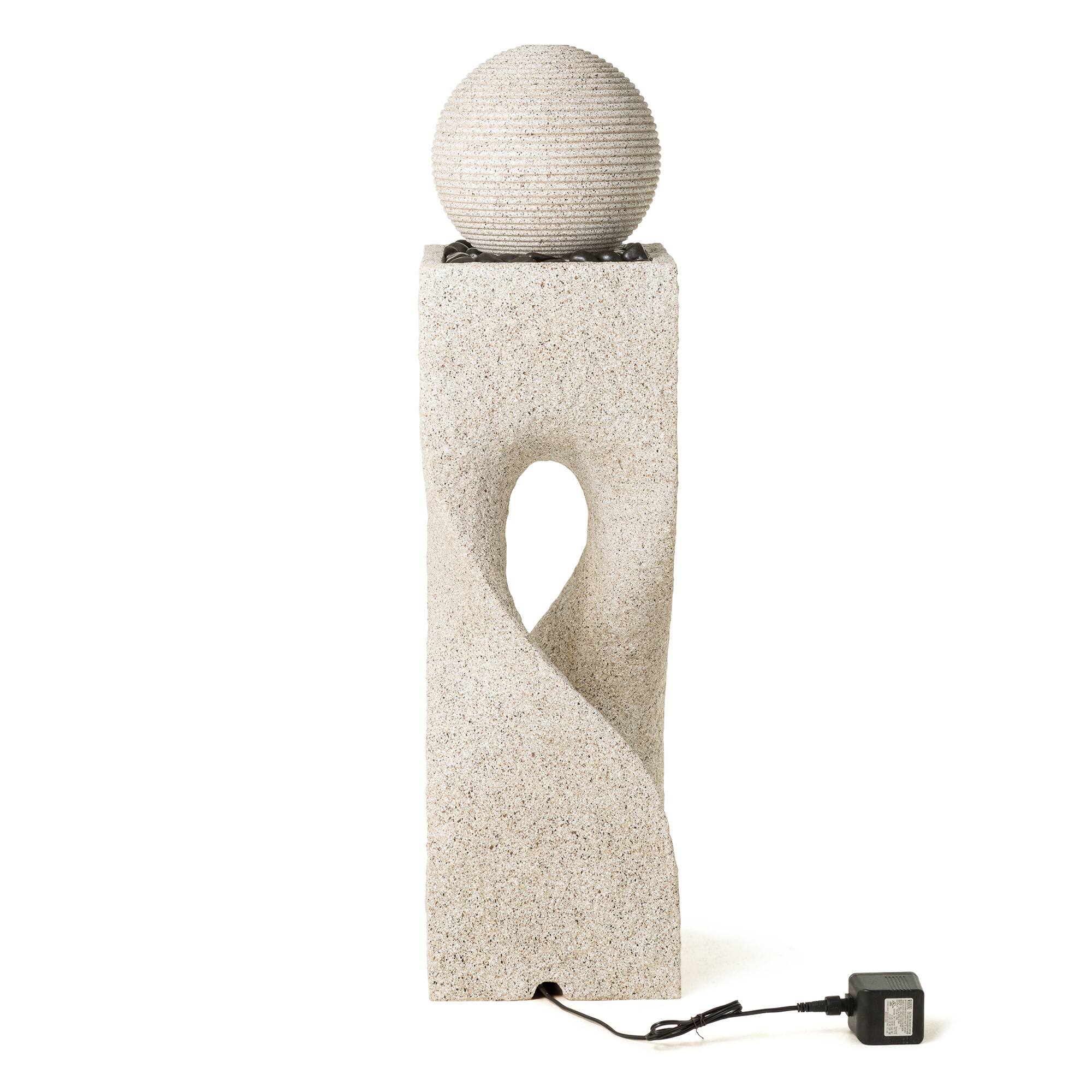 Glitzhome® 36.5" LED Modern Faux Terrazzo Geometric Outdoor Fountain